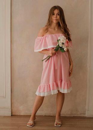 Sundress pink vichy with ruffles2 photo