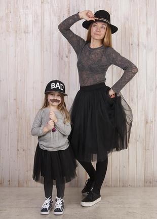 Black Tulle skirt AIRSKIRT Family Look Set (adult & kids tulle skirts)4 photo