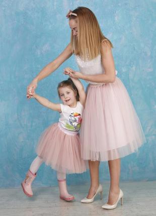 Blush Pink Tulle skirt AIRSKIRT Family Look Set (adult & kids tulle skirts)1 photo
