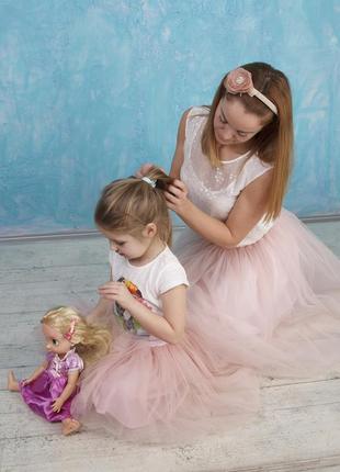 Blush Pink Tulle skirt AIRSKIRT Family Look Set (adult & kids tulle skirts)6 photo