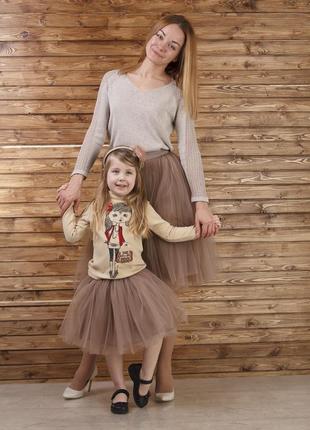 Beige Latte Tulle skirt AIRSKIRT Family Look Set (adult & kids tulle skirts)7 photo