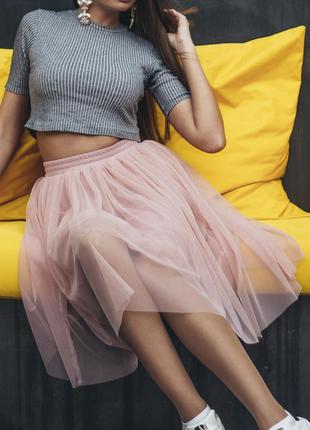 Light powder pink tulle skirt AIRSKIRT CASUAL midi2 photo