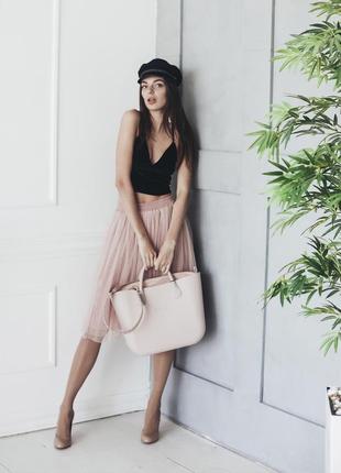 Blush pink tulle skirt AIRSKIRT CASUAL midi10 photo