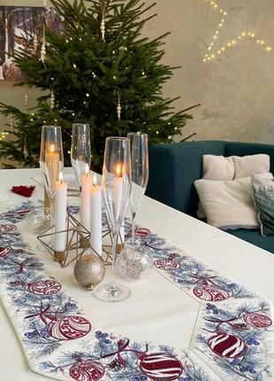Table runner "Winter beauty" beige 379-21/006 photo