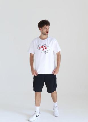 T-shirt "Map of Ukraine with poppies" white color