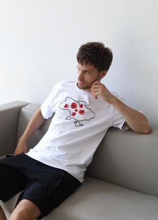 T-shirt "Map of Ukraine with poppies" white color2 photo