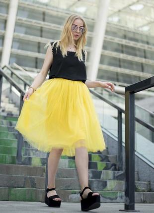 Yellow tulle skirt AIRSKIRT midi2 photo