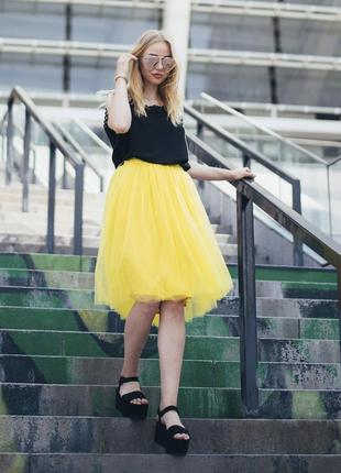 Yellow tulle skirt AIRSKIRT midi1 photo