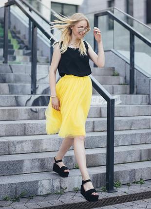 Yellow tulle skirt AIRSKIRT midi4 photo