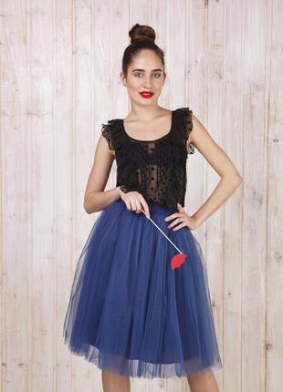 Navy blue tulle skirt AIRSKIRT midi