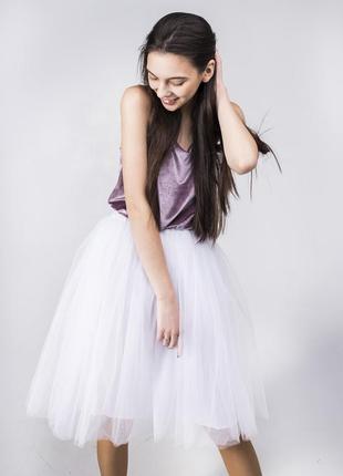 White tulle skirt AIRSKIRT midi