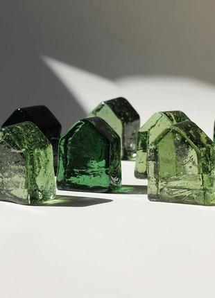 Green tiny House made of recycled glass
