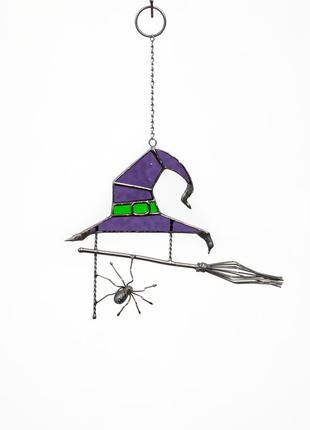 Witch hat stained glass window hangings