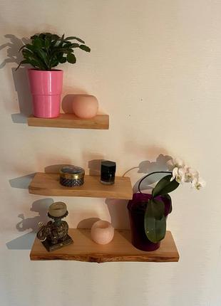 Set of 3 wooden shelves with a living edge3 photo