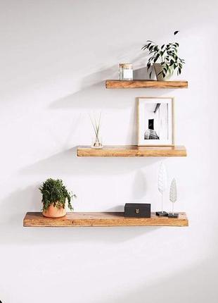 Set of 3 wooden shelves with a living edge4 photo