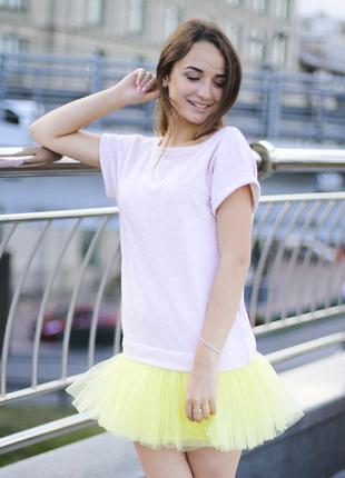 Constructor-dress pink Airdress with detachable lemon skirt