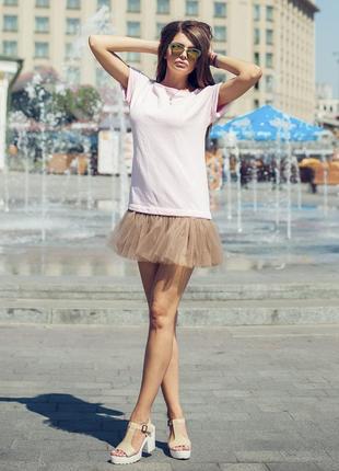 Constructor-dress pink Airdress with detachable latte beige skirt6 photo