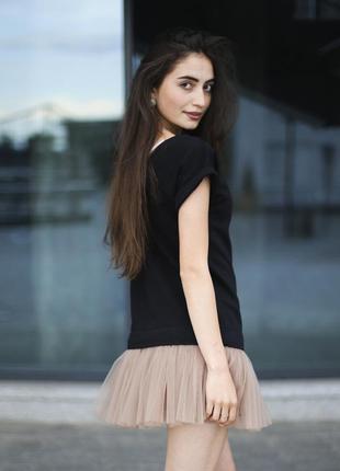 Constructor-dress black Airdress with detachable latte beige skirt6 photo