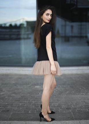 Constructor-dress black Airdress with detachable latte beige skirt7 photo