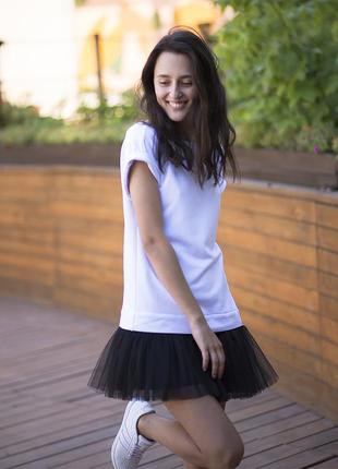 Constructor-dress white Airdress with detachable black skirt2 photo