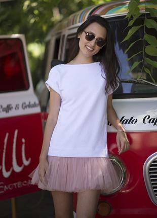 Constructor-dress white Airdress with detachable blush pink skirt2 photo