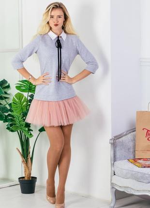 Constructor-dress gray Airdress with detachable blush pink skirt and collar9 photo