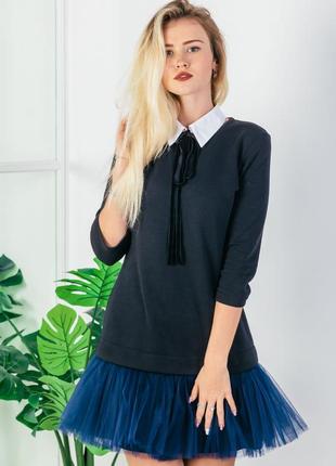 Constructor-dress black Airdress with detachable Navy blue skirt and collar7 photo