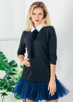Constructor-dress black Airdress with detachable Navy blue skirt and collar5 photo