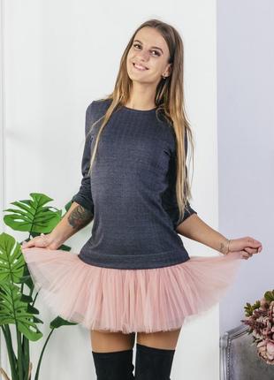 Constructor-dress gray "pine-tree" Airdress with detachable blush pink skirt5 photo
