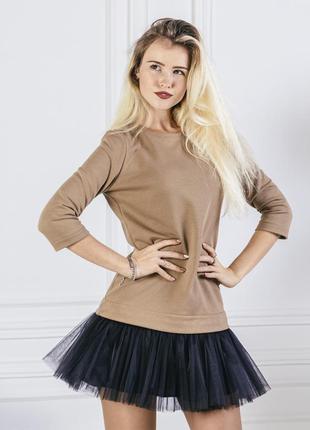 Constructor-dress camel Airdress with detachable black skirt7 photo