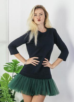 Constructor-dress black Airdress with detachable emerald skirt