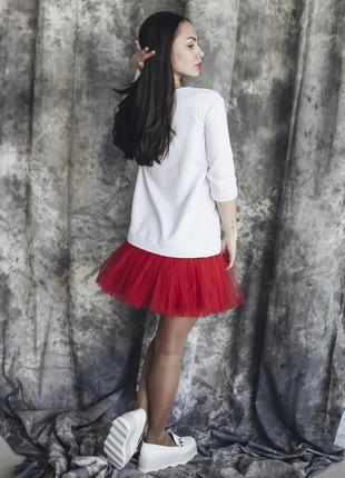 Constructor-dress white Airdress with detachable red skirt4 photo