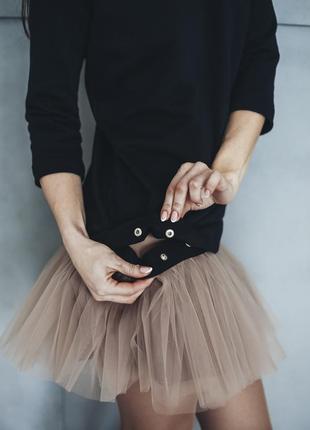 Constructor-dress black Airdress with detachable latte beige skirt9 photo