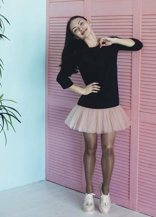 Constructor-dress black Airdress with detachable blush pink skirt8 photo