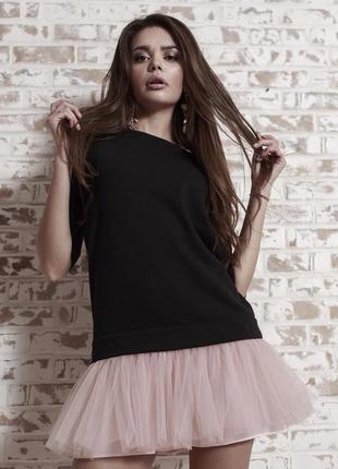 Constructor-dress black Airdress with detachable blush pink skirt6 photo