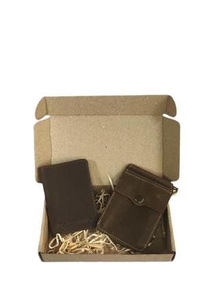 Gift set DNK Leather No. 10 (clip + cover for rights, ID passport) khaki