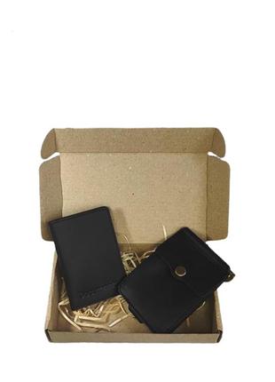 Gift set DNK Leather No. 10 (clip + cover for rights, ID passport) black1 photo