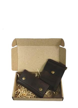Gift set DNK Leather №8 (clip + key holder) brown