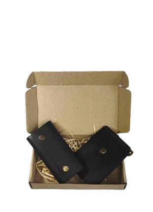 Gift set DNK Leather №8 (clip + key holder) black