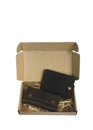 Gift set DNK Leather №5 (clip + key holder) brown