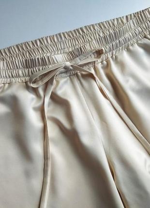 Elegant Light Beige silk loungewear two-piece set. Classic silk long pajama set.5 photo