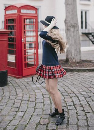 Constructor-dress Navy blue Airdress with detachable red tartan skirt6 photo