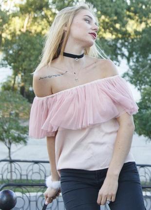 Pink top with pink powder tulle ruffles1 photo