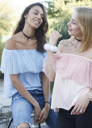 Blue top with blue tulle ruffles5 photo