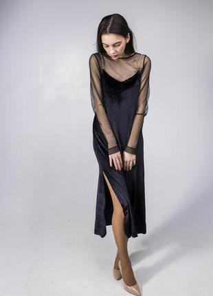 Black Velvet Slip Dress maxi5 photo