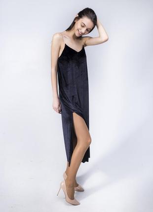 Black Velvet Slip Dress maxi1 photo
