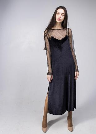 Black Velvet Slip Dress maxi7 photo