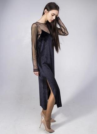 Black Velvet Slip Dress maxi4 photo