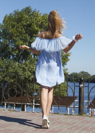 Blue mini sundress with blue tulle ruffles6 photo