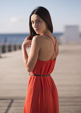 Red maxi sundress with red tulle ruffles8 photo
